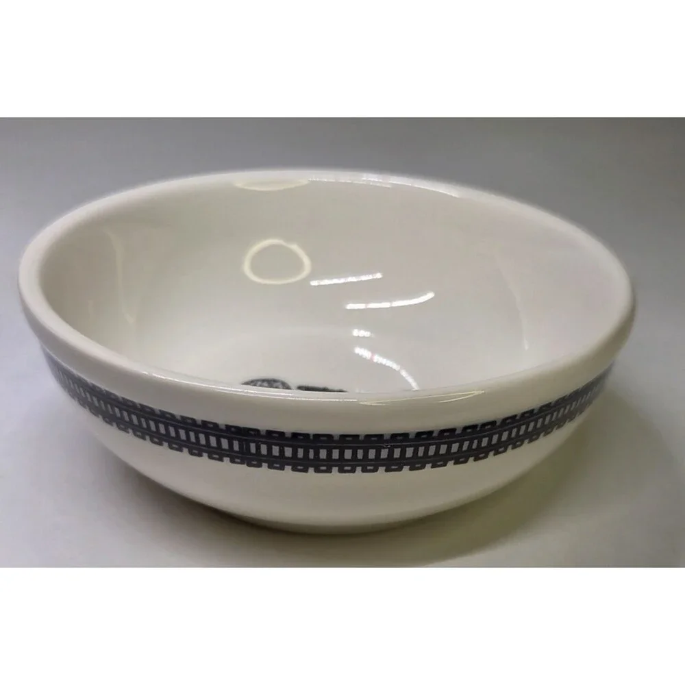 Homer Laughlin Fishs Eddy Hamburger Chu Chu Train Pattern Plate & Bowl Rare Set